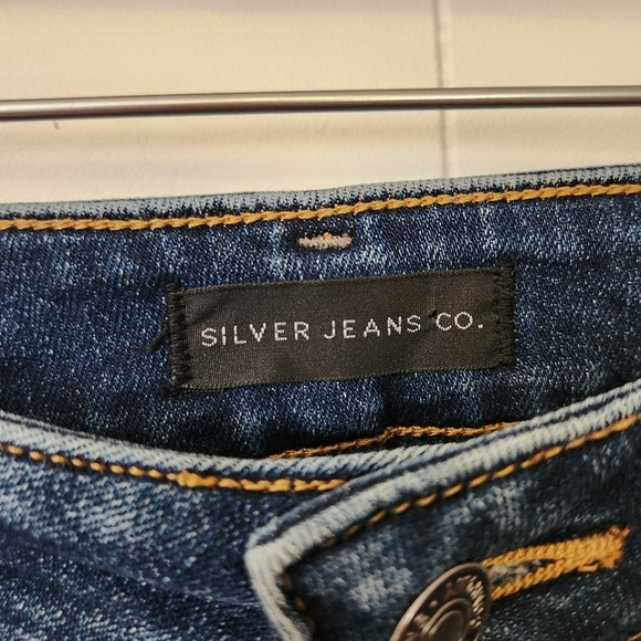 Silver Jeans Avery Straight Leg Dark Wash High Waisted Rise Stretchy Size 27 - Picture 6 of 12